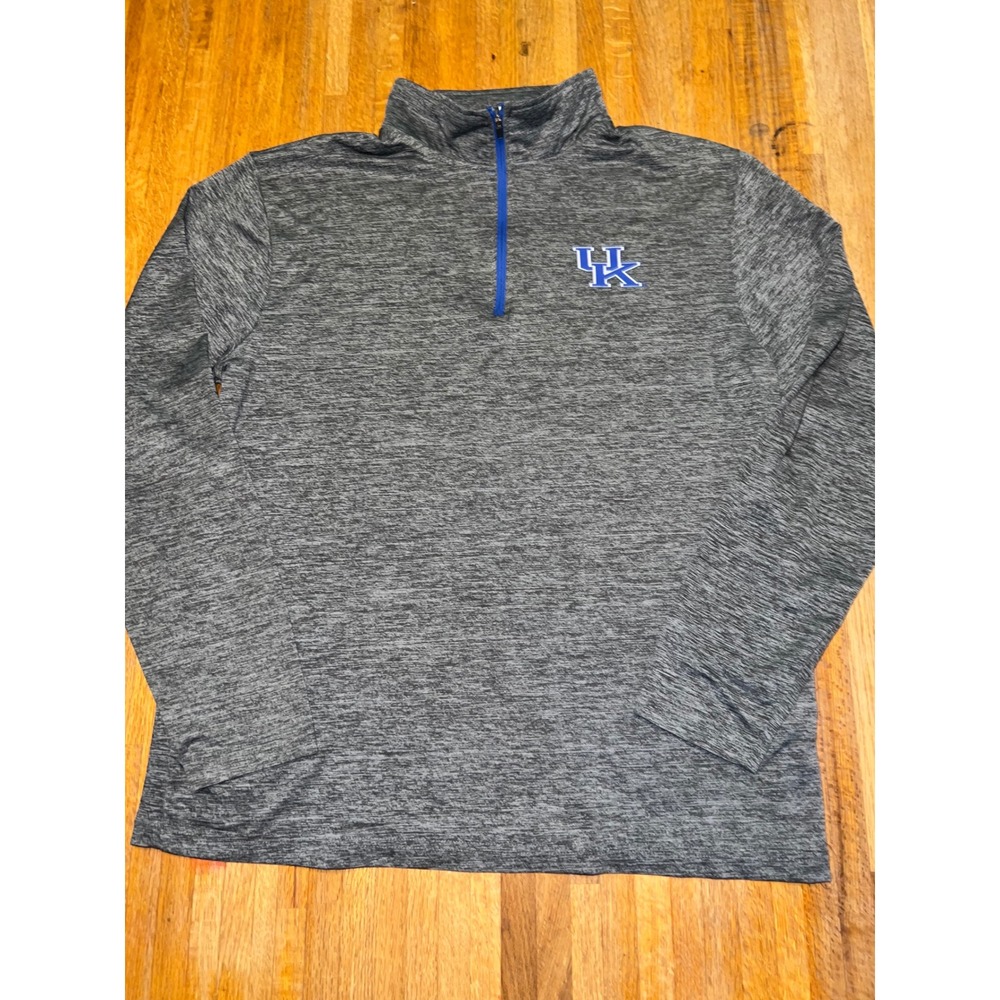 Stadium Athletics LG Grey UK‎ Kentucky Wildcats Logo Quarter Zip Pullover